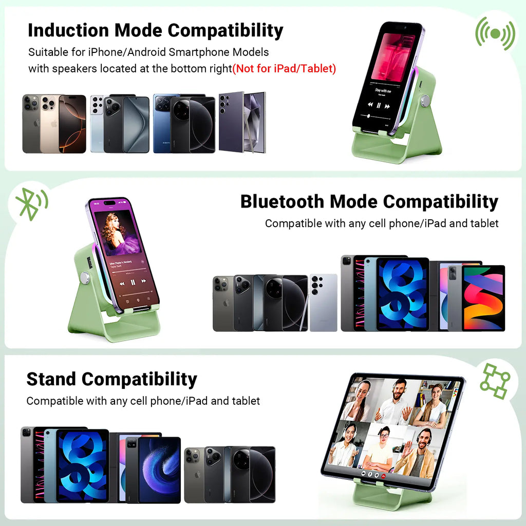 [Fathersdaygift] PUTARE Wireless Induction Audio Speaker Stand, 5In1 Cellphone Holder, 3500Mah Rechargeable Emergency Power Bank,360° Adjustable Mobile Tablet Stand with Colorful Ambient Light Gifts for Men Women Summerwins