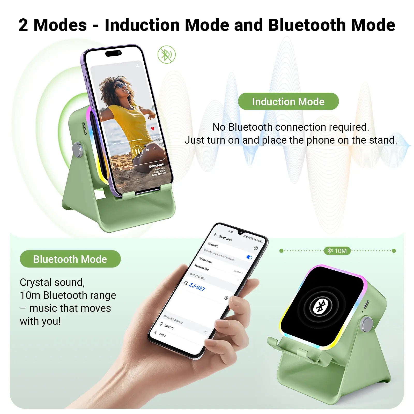 [Fathersdaygift] PUTARE Wireless Induction Audio Speaker Stand, 5In1 Cellphone Holder, 3500Mah Rechargeable Emergency Power Bank,360° Adjustable Mobile Tablet Stand with Colorful Ambient Light Gifts for Men Women Summerwins