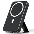 2026 US Spring Glow up Campaign 10000Mah Magnetic Power Bank Wireless Portable Charger with USB-C Cable LED Display Foldable Battery Pack for Iphone17/ 16/15/14/13/12/Pro/Pro Max Series Charging Compact Silicone Black